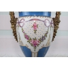 Porcelanowy Wazon - Waza Amfora - Porcelana + Brąz - Wstążki Kwiaty Ozdoba