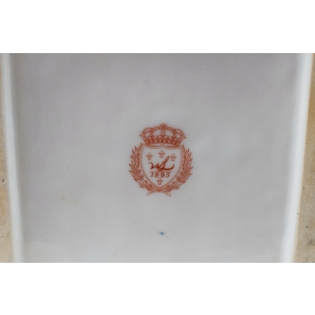 Porcelanowy Wazon - Waza Amfora - Porcelana + Brąz - Wstążki Kwiaty Ozdoba