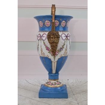 Porcelanowy Wazon - Waza Amfora - Porcelana + Brąz - Wstążki Kwiaty Ozdoba