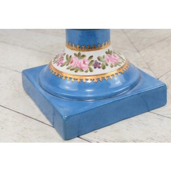 Porcelanowy Wazon - Waza Amfora - Porcelana + Brąz - Wstążki Kwiaty Ozdoba