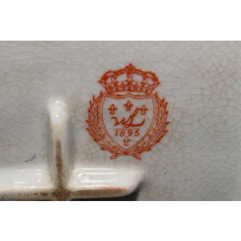 Pałacowy Świecznik z Porcelany - Secesja - Porcelana + Brąz - Kwiaty Ozdoba