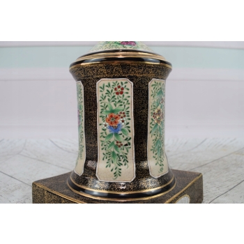 Pałacowy Świecznik z Porcelany - Secesja - Porcelana + Brąz - Kwiaty Ozdoba