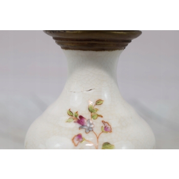 Biały Porcelanowy Wazon - Waza Amfora - Porcelana + Brąz - Uszkodzona