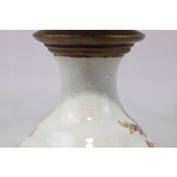Biały Porcelanowy Wazon - Waza Amfora - Porcelana + Brąz - Uszkodzona