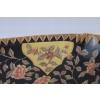 Porcelanowa Patera - Stojak Na Owoce - Porcelana + Brąz - Kwiaty Czarna