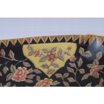 Porcelanowa Patera - Stojak Na Owoce - Porcelana + Brąz - Kwiaty Czarna