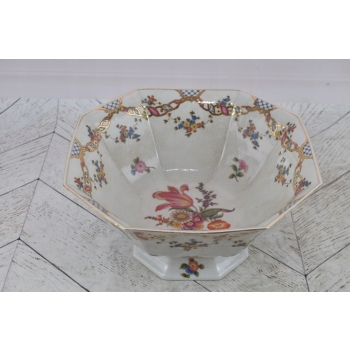 Biała Porcelanowa Misa - Wazon Patera - Kolorowe Kwiaty - Ozdoba Prezent