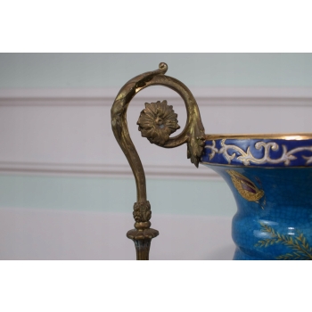 Porcelanowy Wazon Na Kwiaty - Amfora - Porcelana + Brąz - Kolorowe Kwiaty