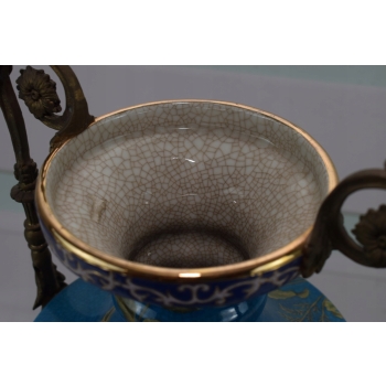 Porcelanowy Wazon Na Kwiaty - Amfora - Porcelana + Brąz - Kolorowe Kwiaty
