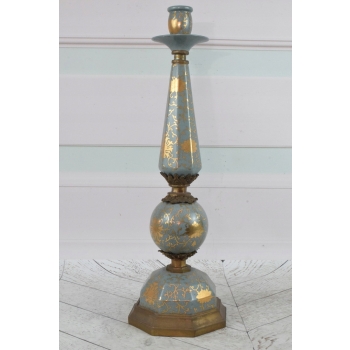 Królewski Świecznik z Porcelany - Secesja - Porcelana + Brąz - Secesja