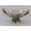 Biała Porcelanowa Patera - Misa Waza - Porcelana + Brąz - Ptaki Ozdoba