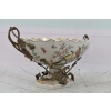 Biała Porcelanowa Patera - Misa Waza - Porcelana + Brąz - Ptaki Ozdoba