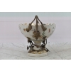 Biała Porcelanowa Patera - Misa Waza - Porcelana + Brąz - Ptaki Ozdoba