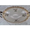 Biała Porcelanowa Patera - Misa Waza - Porcelana + Brąz - Ptaki Ozdoba