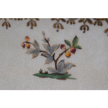 Biała Porcelanowa Patera - Misa Waza - Porcelana + Brąz - Ptaki Ozdoba