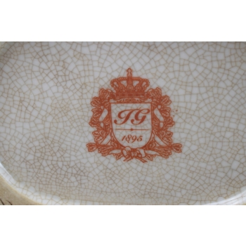 Biała Porcelanowa Patera - Misa Waza - Porcelana + Brąz - Ptaki Ozdoba