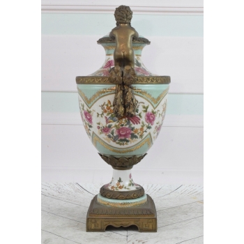 Porcelanowa Waza - Amfora Wazon Porcelana + Brąz - Dzieci - Kolorowe Kwiaty