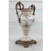 Biały Porcelanowy Wazon Secesja - Amfora Waza - Porcelana + Brąz - Kwiaty