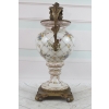 Biały Porcelanowy Wazon Secesja - Amfora Waza - Porcelana + Brąz - Kwiaty
