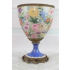 Porcelanowy Kwiecisty Wazon - Amfora Waza - Porcelana Brąz Kolorowe Kwiaty