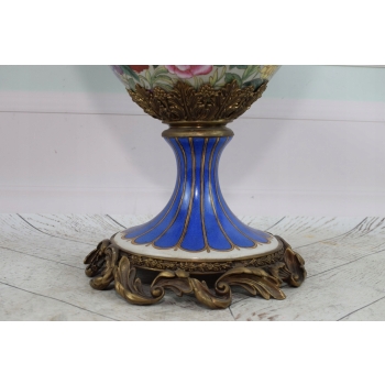 Porcelanowy Kwiecisty Wazon - Amfora Waza - Porcelana Brąz Kolorowe Kwiaty