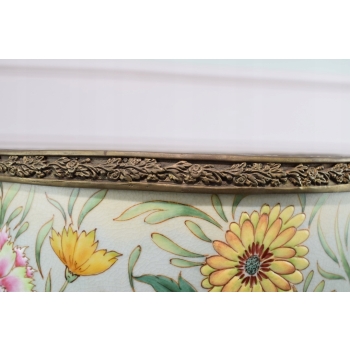 Porcelanowy Kwiecisty Wazon - Amfora Waza - Porcelana Brąz Kolorowe Kwiaty