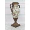 Porcelanowy Kwiecisty Wazon - Amfora Waza - Porcelana Brąz Kolorowe Kwiaty