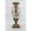 Porcelanowy Kwiecisty Wazon - Amfora Waza - Porcelana Brąz Kolorowe Kwiaty