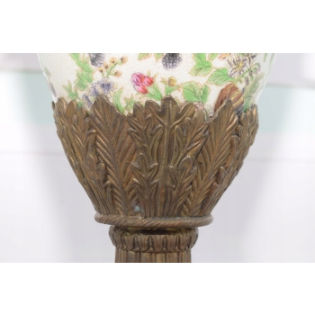 Porcelanowy Kwiecisty Wazon - Amfora Waza - Porcelana Brąz Kolorowe Kwiaty