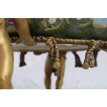 Cztery Amory Trzymające Patere - Patera Porcelana + Figury z Brązu