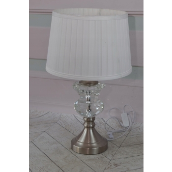 Kryształowa Biała Lampa - Lampka Abażur - Kryształ Glamour - Ozdoba Gabinet