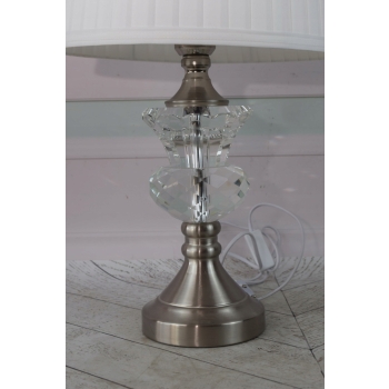 Kryształowa Biała Lampa - Lampka Abażur - Kryształ Glamour - Ozdoba Gabinet