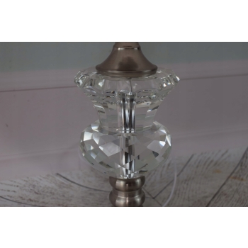 Kryształowa Biała Lampa - Lampka Abażur - Kryształ Glamour - Ozdoba Gabinet