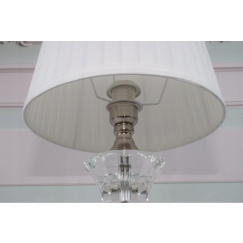 Kryształowa Biała Lampa - Lampka Abażur - Kryształ Glamour - Ozdoba Gabinet