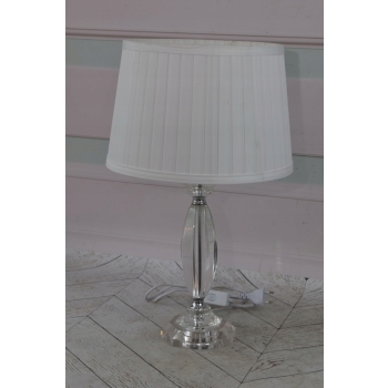Kryształowa Lampa Biała z Abażurem - Lampka Abażur Kryształ Glamour Ozdoba