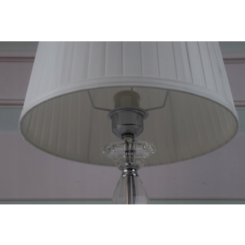 Kryształowa Lampa Biała z Abażurem - Lampka Abażur Kryształ Glamour Ozdoba