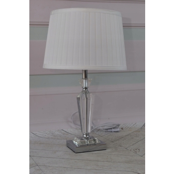 Kryształowa Biała Lampa - Lampka Abażur - Kryształ Glamour - Ozdoba Biuro