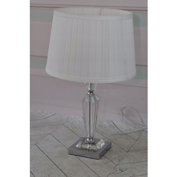 Kryształowa Biała Lampa - Lampka Abażur - Kryształ Glamour - Ozdoba Biuro