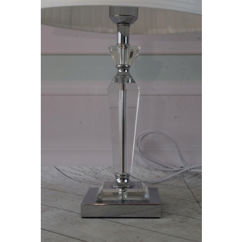 Kryształowa Biała Lampa - Lampka Abażur - Kryształ Glamour - Ozdoba Biuro