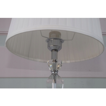 Kryształowa Biała Lampa - Lampka Abażur - Kryształ Glamour - Ozdoba Biuro