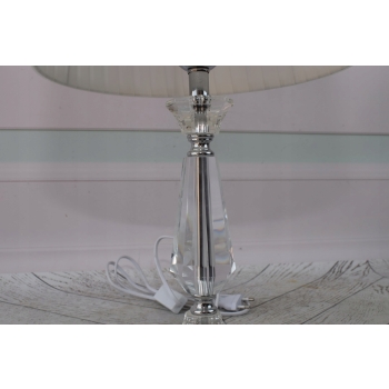 Kryształowa Biała Lampa - Lampka Abażur - Kryształ Glamour - Salon Biuro