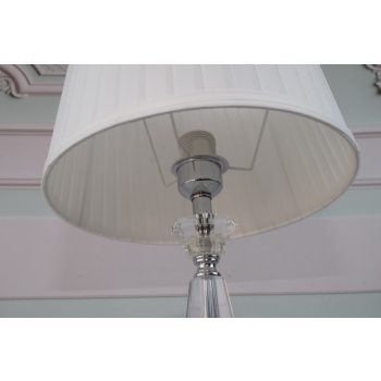 Kryształowa Biała Lampa - Lampka Abażur - Kryształ Glamour - Salon Biuro