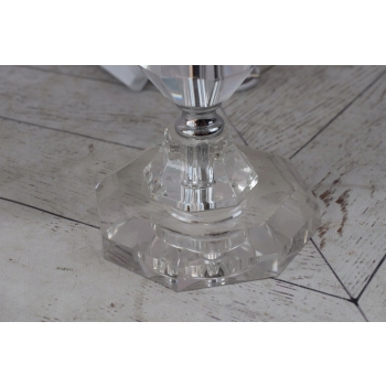 Kryształowa Biała Lampa - Lampka Abażur - Kryształ Glamour - Salon Biuro