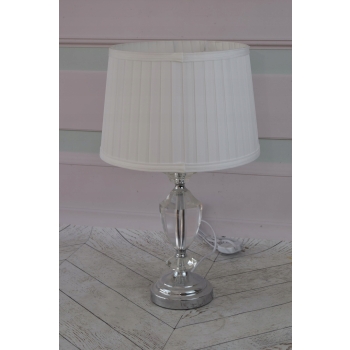 Kryształowa Biała Lampa - Lampka Abażur - Kryształ Glamour - Ozdoba Gabinet
