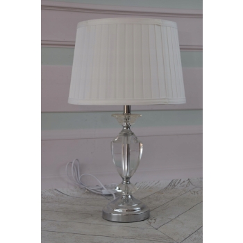 Kryształowa Biała Lampa - Lampka Abażur - Kryształ Glamour - Ozdoba Gabinet