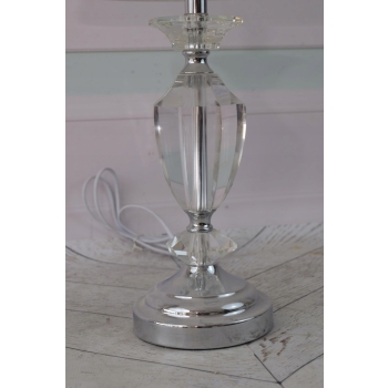 Kryształowa Biała Lampa - Lampka Abażur - Kryształ Glamour - Ozdoba Gabinet