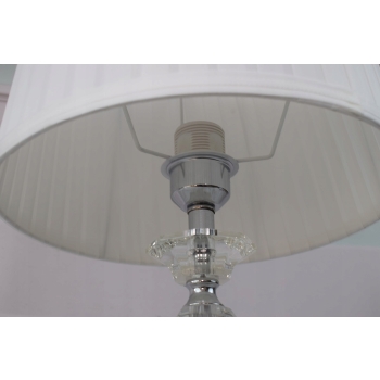 Kryształowa Biała Lampa - Lampka Abażur - Kryształ Glamour - Ozdoba Gabinet