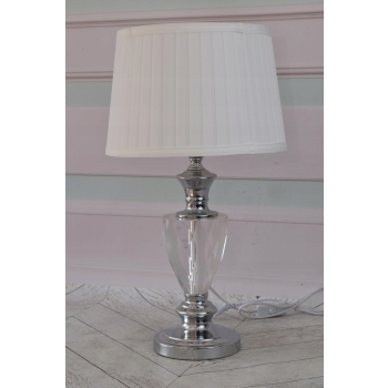 Kryształowa Biała Lampa - Lampka Abażur - Kryształ Glamour - Ozdoba Biuro