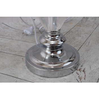 Kryształowa Biała Lampa - Lampka Abażur - Kryształ Glamour - Ozdoba Biuro