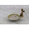 Porcelanowa Mini Patera - Mydelniczka - Porcelana + Figura z Brązu Amor